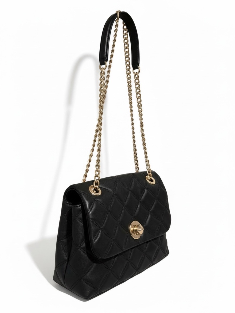 Kate Spade Quilted Black Chain-Handle Shoulder Bag with Turn Lock